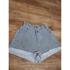 SHEIN Striped Shorts Women's Size Extra Small Paperbag High Rise with Pockets